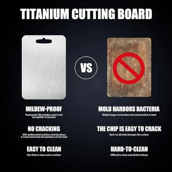 Titanium Chopping Board, 100% Pure Titanium Chopping Board, Double-Sided Titanium Chopping Board for Cutting Vegetables and Meat (12 * 8inch) 3