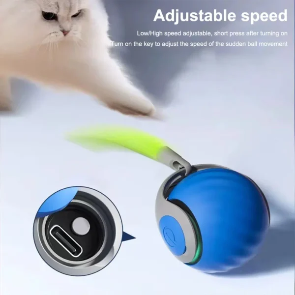 New Speedy Tail 2.0 Cat Toys Generation Smart Interactive Cat Toy Ball Two Speed Adjustment Automatic Moving Cat Toy Ball 2