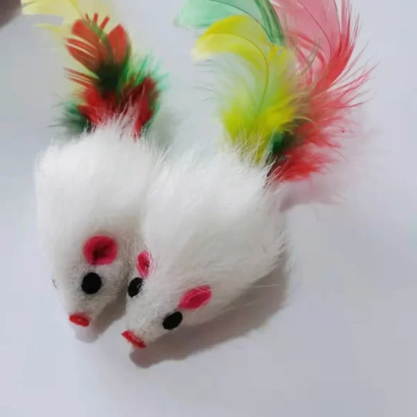 1pcs Cat Toys Interactive Cute Soft Fleece False Mouse Colorful Feather Funny Playing Training Toy for Cats Kitten Pet Supplies 5