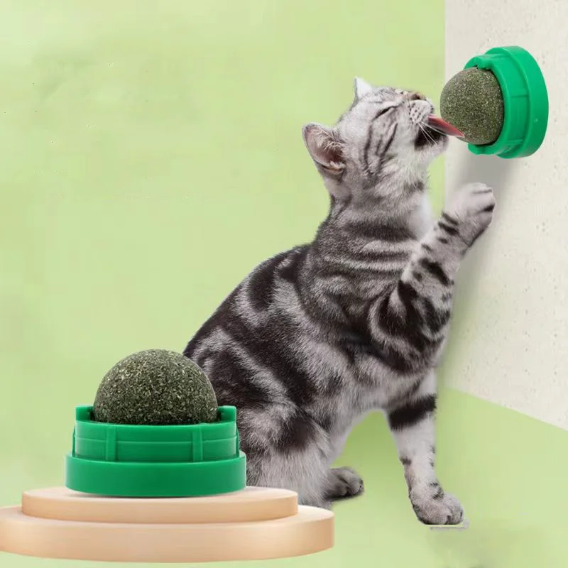 Catnip Cat Wall Stick-on Ball Toy Scratchers Treats Healthy Natural Removes Balls to Promote Digestion Cat Grass Snack 1