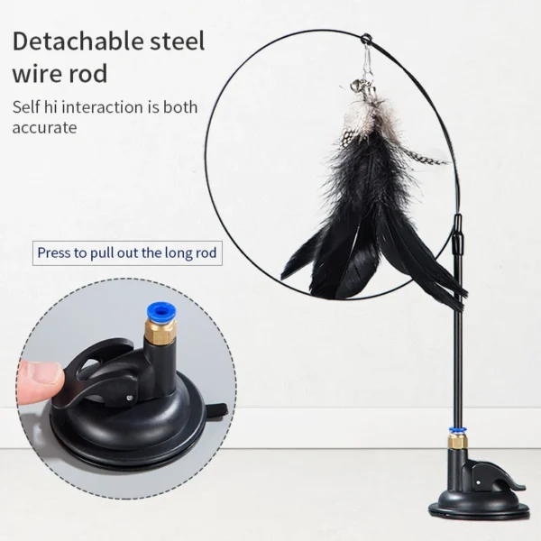 Interactive Cat Toy Handfree Cat Stick Playing Kitten Playing Teaser Wand Toy Suction Cup Bird/Feather Cat Wand Pet Supplies 2