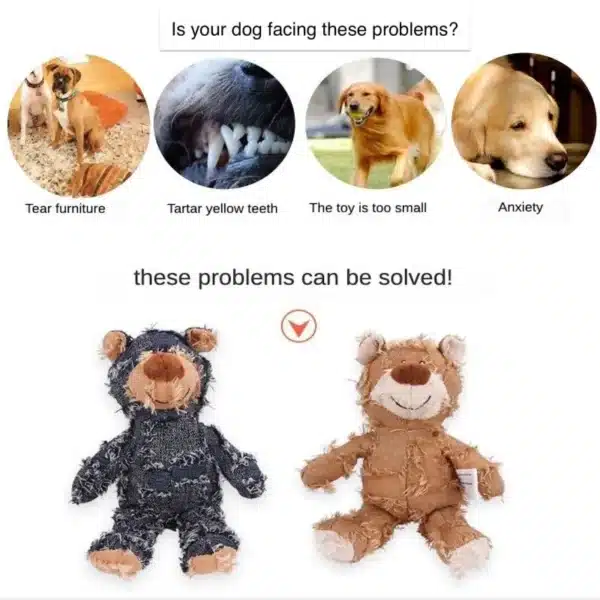 Pet Teddy Bear Soundmaking Toy Plush Interactive Dog Toys Grinding Cleaning Teeth Anti Bite Abreact Plaything Bear Pets Supplies 4