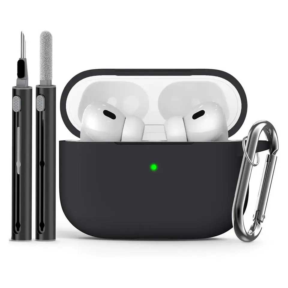 AirPods Pro Case Cover with Cleaner Kit,Soft Silicone Protective Case for Apple AirPod Pro 2nd/1st Generation Case for Women Men 1