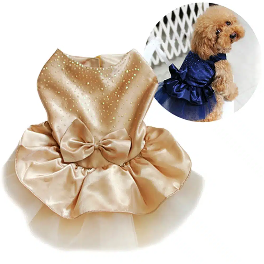 Cute Dog Dresses Pet Puppy Bowknot Gauze Skirt Sequin Princess Clothes Apparel Dog Supplies 1