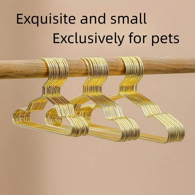 Pet Apparel Hangers Small Metal Clothes Hanger for Teddy Dog Cat Puppet Doll Pet Store Clothes Support Gold Color Mini Hanger 1