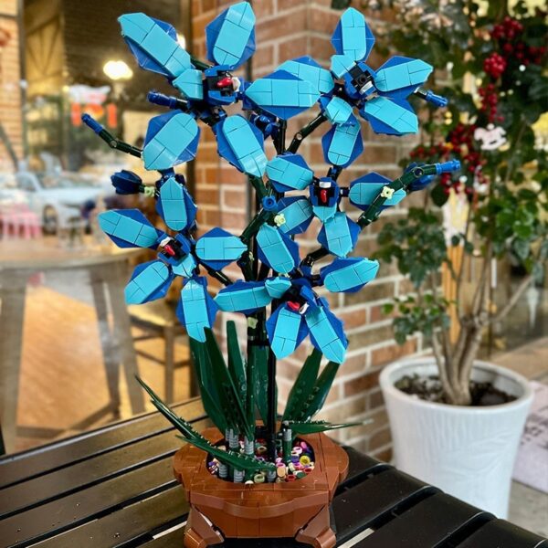 Children Educational Assembly Building Blocks Flower Small Particles Blue Silk Handmade DIY Decoration Ornaments Bonsai - Image 9