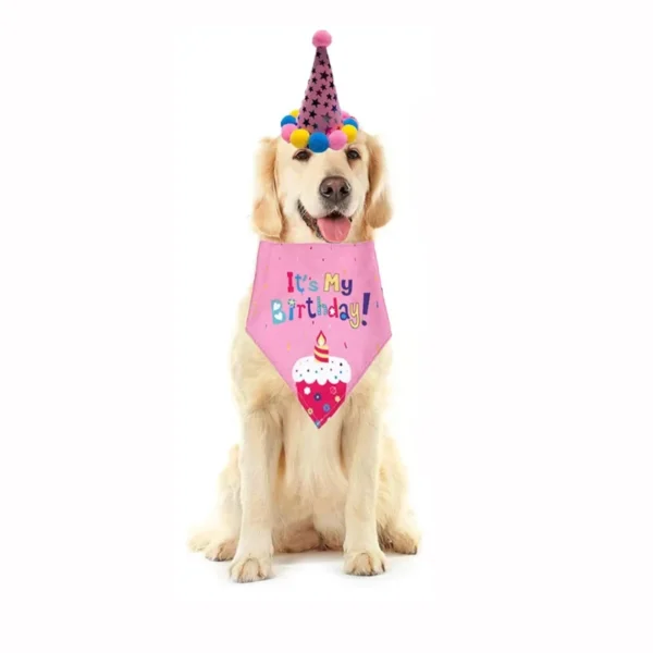 Pet Birthday Hats for Boys Girls Holiday Party Apparel Accessories for Small Medium Puppies Cats Doggies Cone Hat Bandana 2