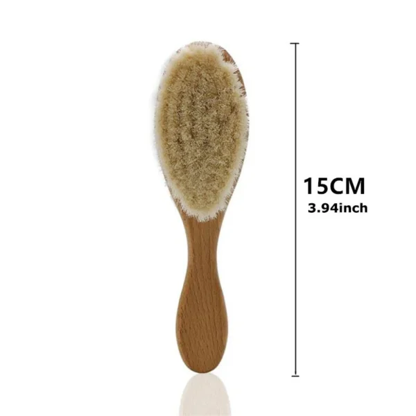 Baby Hair Brush With Wooden Handle And Super Soft Pure Natural Wool Bristles For Newborns & Toddlers Infant Comb Head Massager 5