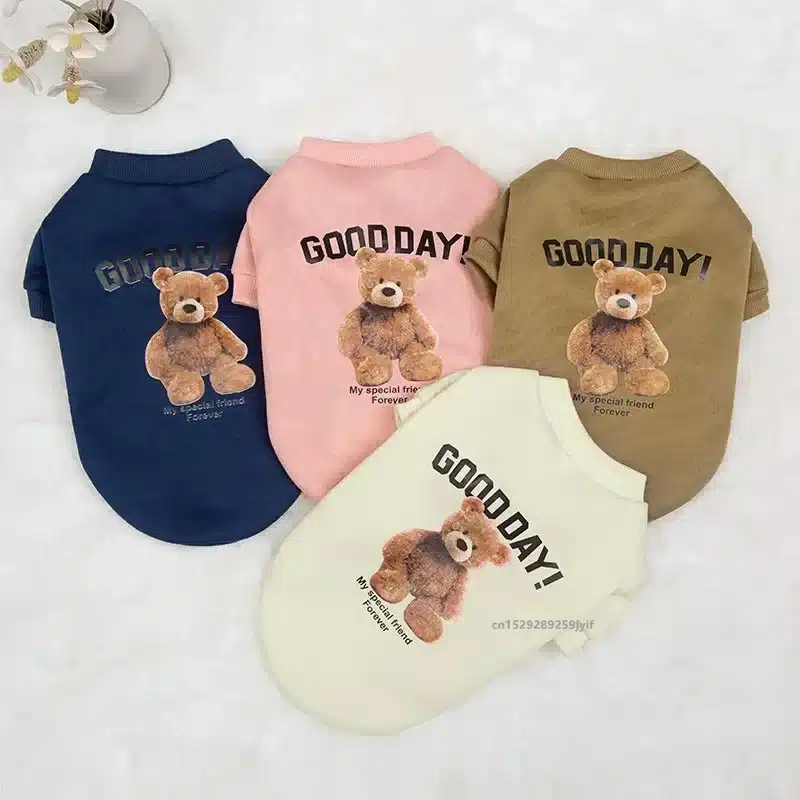 1pc Cozy Bear Graphic Dog Sweatshirt Pullover Dog Sweater Stylish & Cozy Pet Apparel for Small, Medium Puppy All-Season Comfort 1