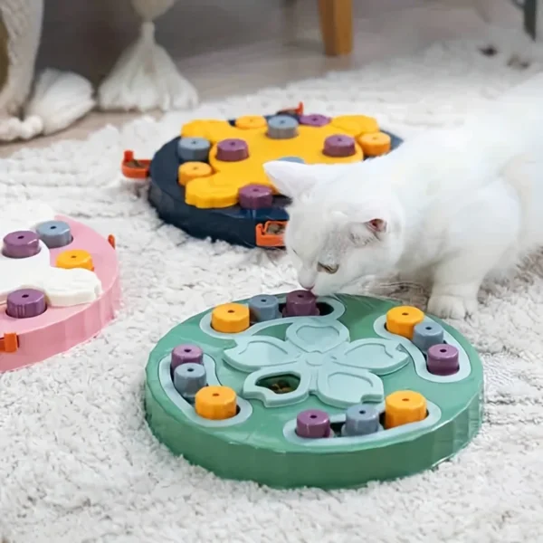 Cat and Dog Feeding Toys, Brain Boosting Puzzle Bowl with Snack Dispenser - Durable Plastic, Battery Free. 2