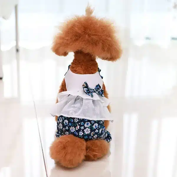 Dogs and Cats Dress Jumpsuit Floral & Tulle Design Pet Puppy Dress Skirt  Spring/Summer Clothes Apparel 5