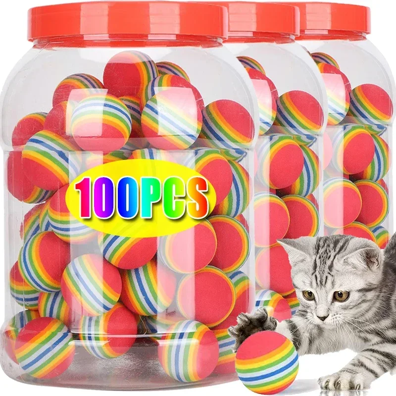 100/10PCS Pet Toy Balls Interactive Rainbow EVA Balls Cat Dog Training Toys Soft Automatic Jumping Balls Pet Playing Supplies 1