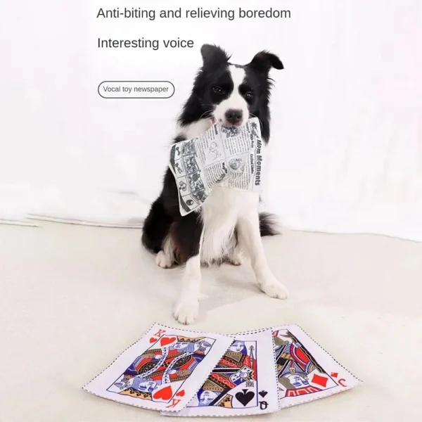 1pc Tearproof Pet Dog Sound Toy Simulated Squeaking Newspaper Playingcard K Q J Teeth Resistant Corgi Teddy Puppy Interactive 6