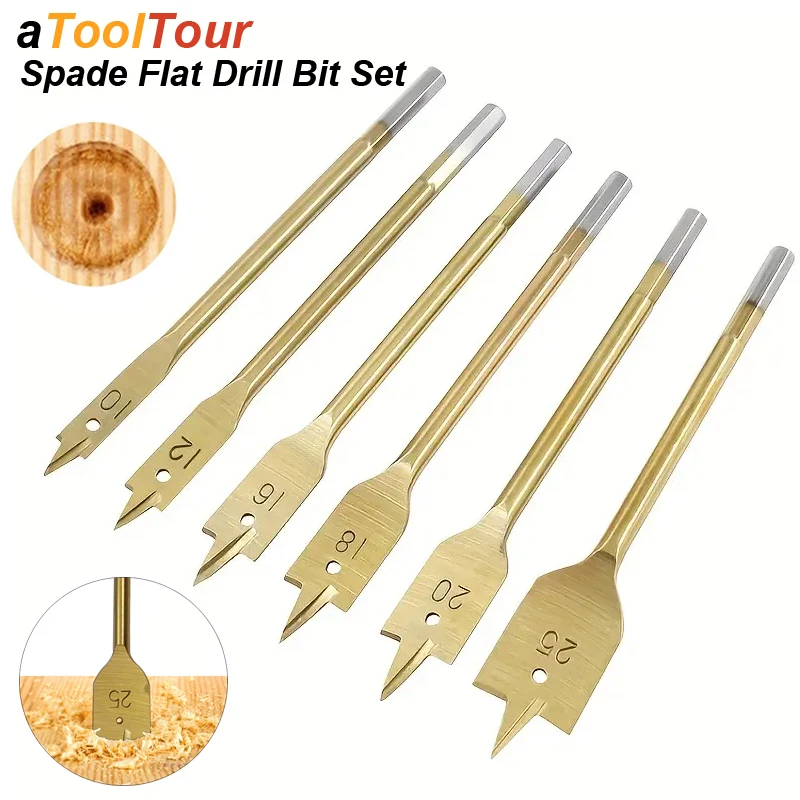 Woodworking Spade Drill Bits Set Paddle Flat Boring Double Side Cutting Spurs Woodworker Hole Cutter Wood Polyurethane Board PVC 1