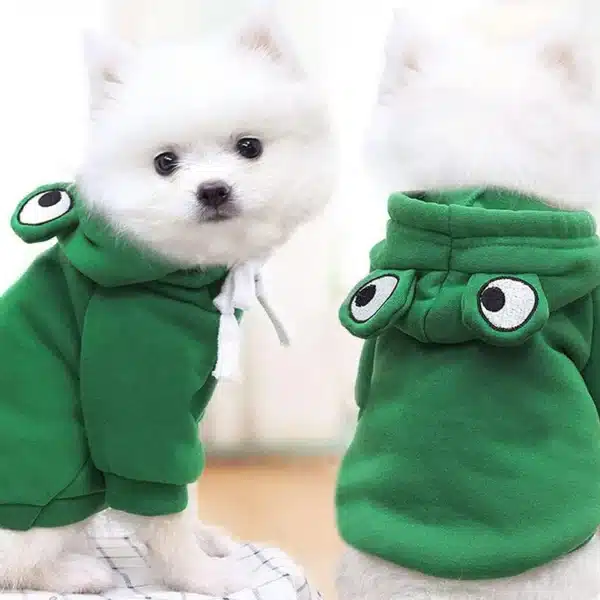 Puppy Cat Pet Hooded Cotton Suit Autumn and Winter Fleece Warm Frog Sweatshirt Pet Clothes Dog Apparel 1