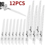 12Pcs Reciprocating Saw Blade 6/9In 6/5TPI Pruning Saw Blade Sharp Saw Blade Woodworking Tool for Cutting Wood Plywood Board 1