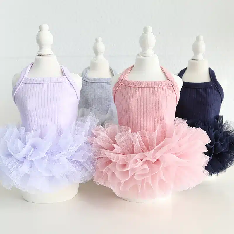 Puppy Clothes 2024 Pet Vest Jumper Dresses With Ballet Flullet Skirt Summer Spring Dog Fancy Apparel 4 Color XS XL Girl Princess 1