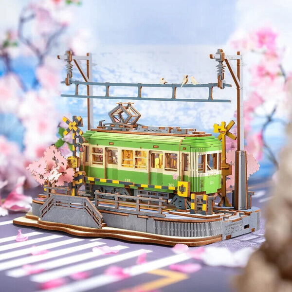 Rolife  Sakura Journey Tram Car 3D Wooden Puzzle Model Toys Teens Gift - Image 6