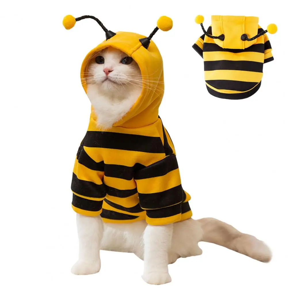 Bee Pet Puppy Coat Apparel Outfit，Dog Hoodies，Dog Halloween Clothes，Winter Cat Holiday Cosplay Outfit，for Small Medium Dogs Cats 1