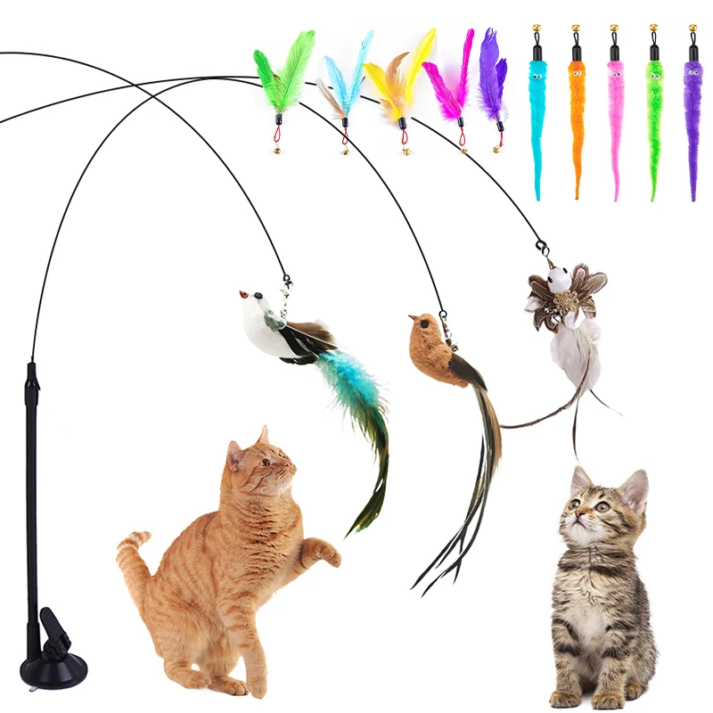 Interactive Cat Toy Handfree Cat Stick Toy Suction Cup Teaser Toy for Kitten Playing Chase Exercise Teaser Wand Cat Accesorios 1