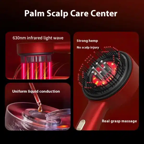 Electric Massage Comb Vibration Red Light Hair Growth Massage Scalp Brush Anti Hair Loss Liquid Oil Applicator 6