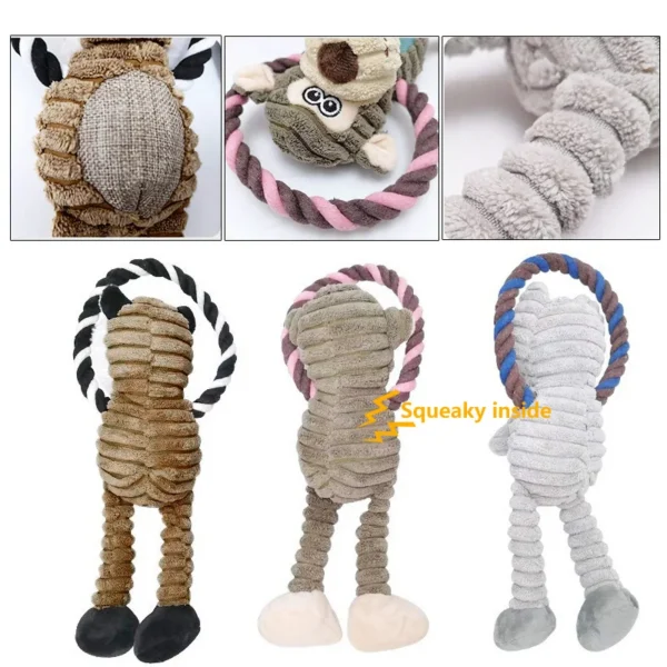 Fun Dog Toy Monkey Shape Corduroy Chew Toy For Dogs Puppy Squeaker Squeaky Plush Dog Toy Pet Training Pet Accessories Elephant 3