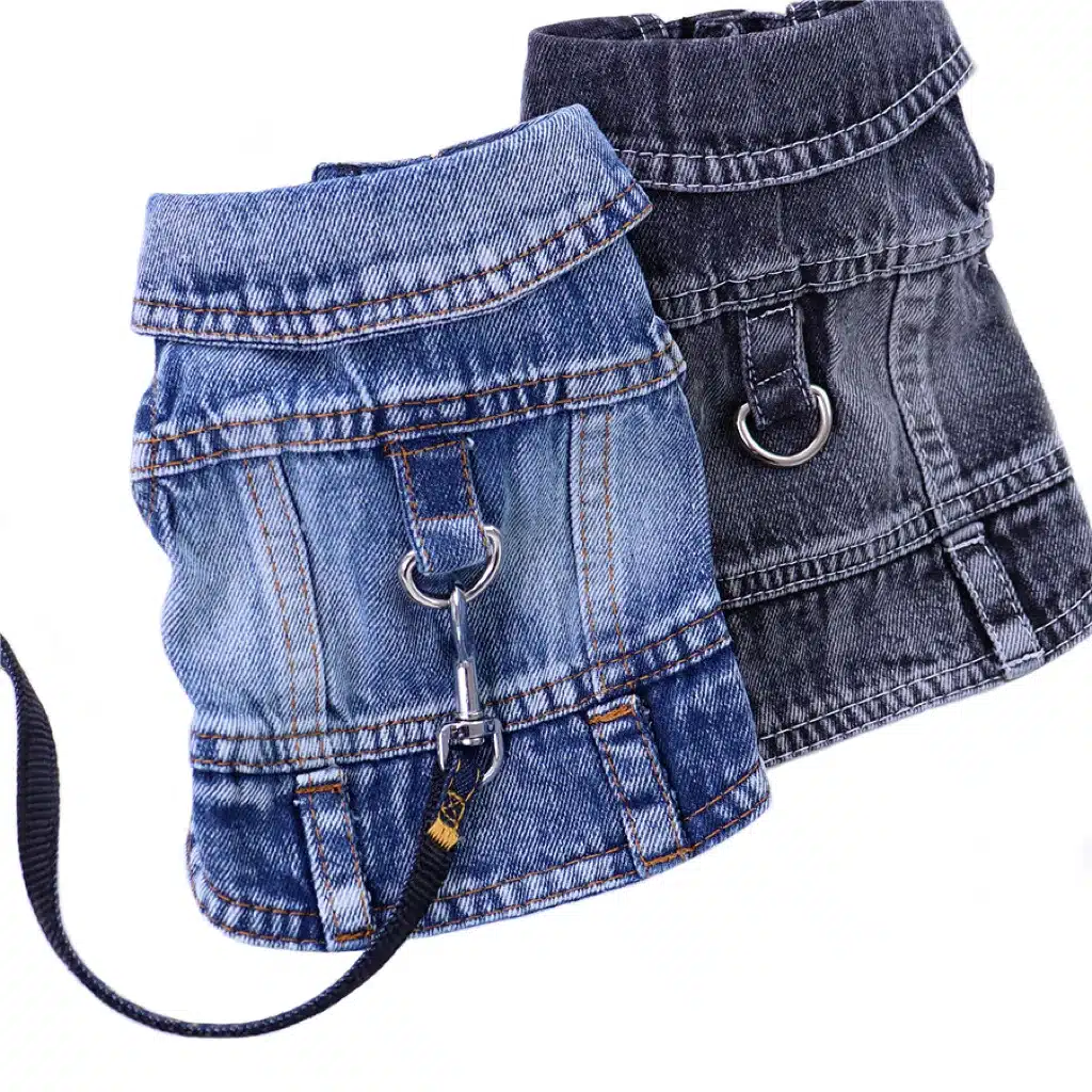 Pet Dog Denim Jacket Dark Wash Sleeveless Towable Jeans Vest Coat for Small Medium Dogs Cat Puppy Spring/Autumn Clothes Apparel 1