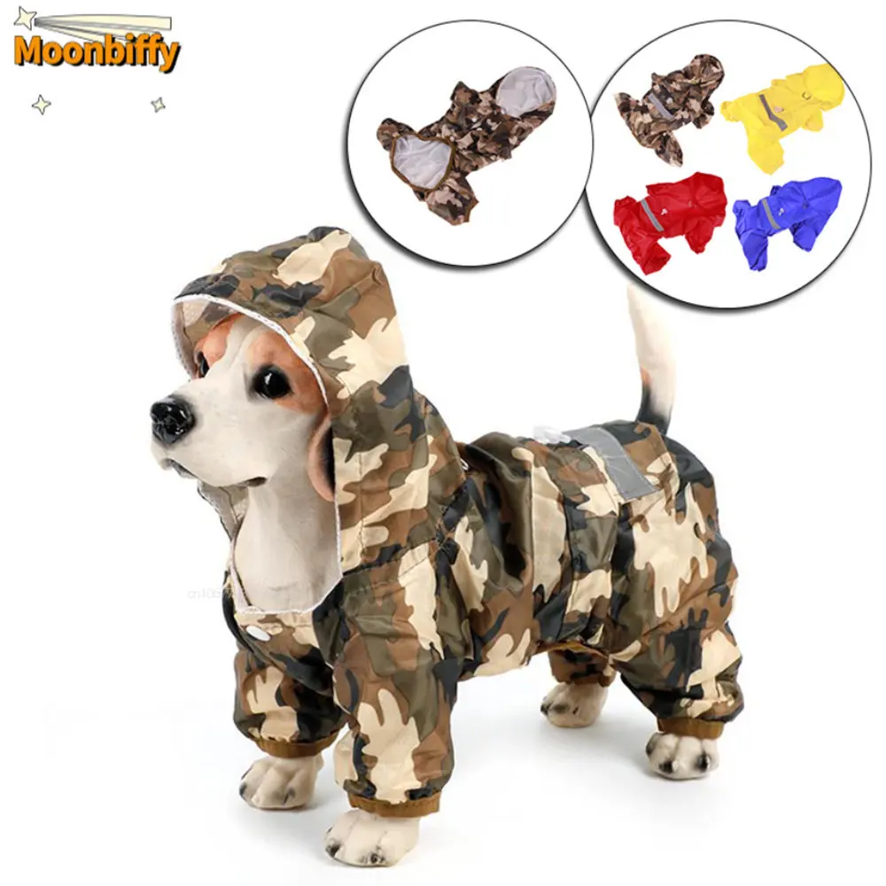 Casual Pet Dog Rain Coat Puppy Clothes Cat Raincoat Waterproof Jacket Outdoor Rainwear Hood Apparel Jumpsuit Pet Supplies Chien 1