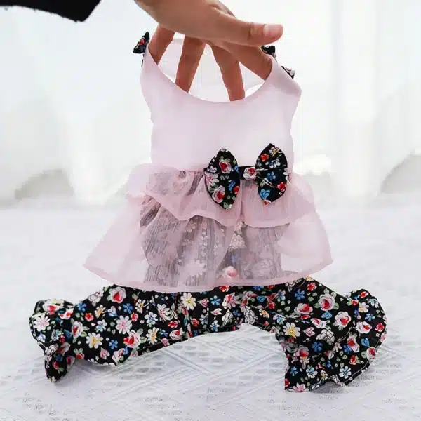 Dogs and Cats Dress Jumpsuit Floral & Tulle Design Pet Puppy Dress Skirt  Spring/Summer Clothes Apparel 2