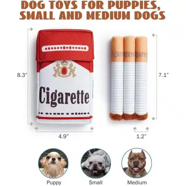 Funny Interactive Plush Dog Toys Creative Cigarette Interactive Giggles Dog Toys Funny Plush Chewing Toy Cigaret Box Pet Gifts 6