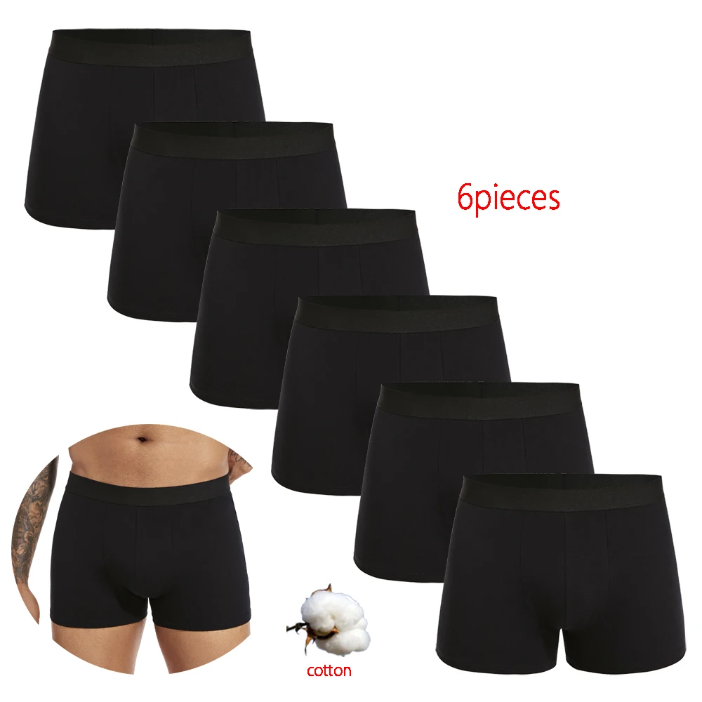 6pcs pack Black Boxer Shorts Men Underwear Soft Breathable Male Underpants for Men Homme Boxershorts Slips 2024 Panties 1