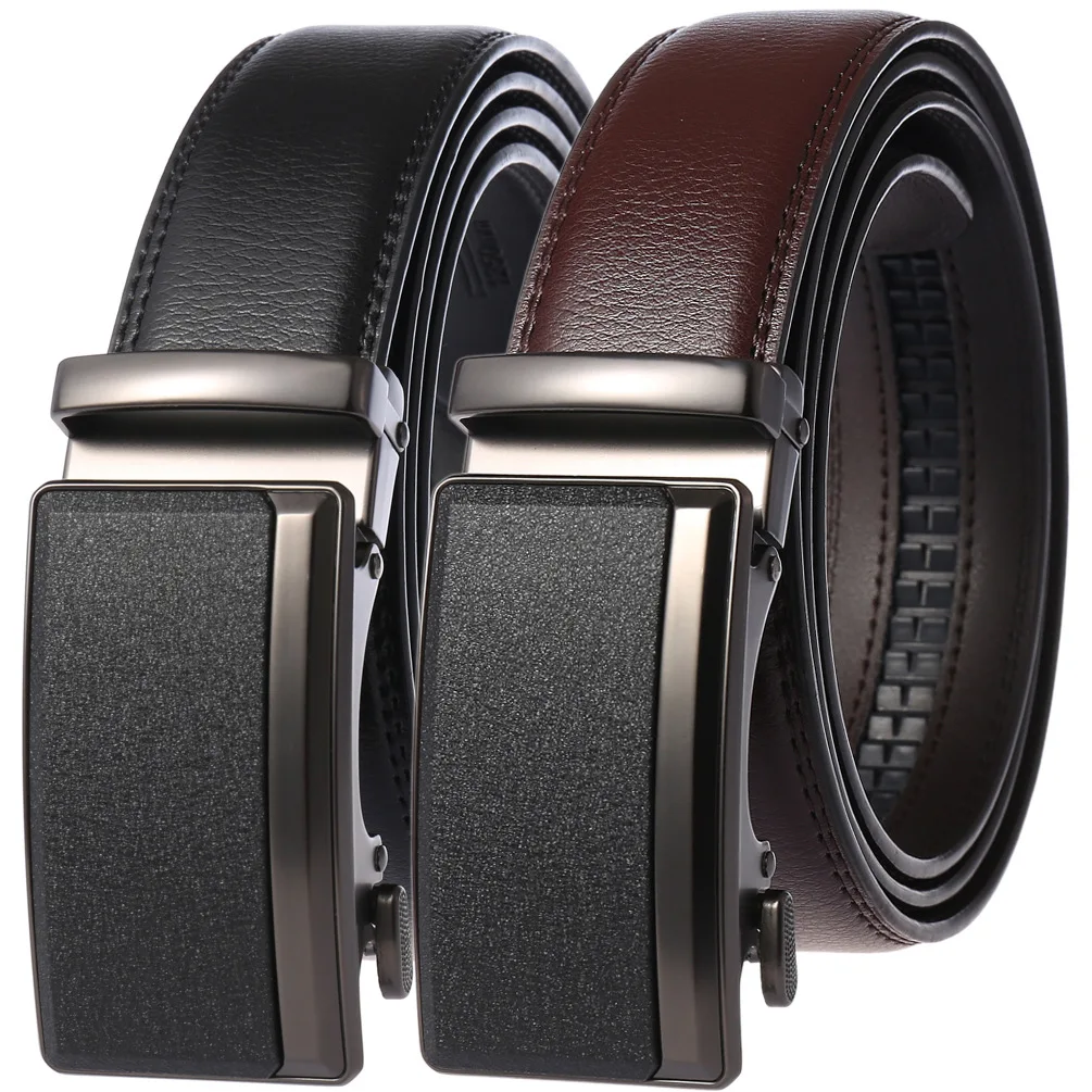 Men's Leather Belts Fashion Automatic Buckle Cowskin Male Belts Luxury Designer Black Brown 3.5cm 1