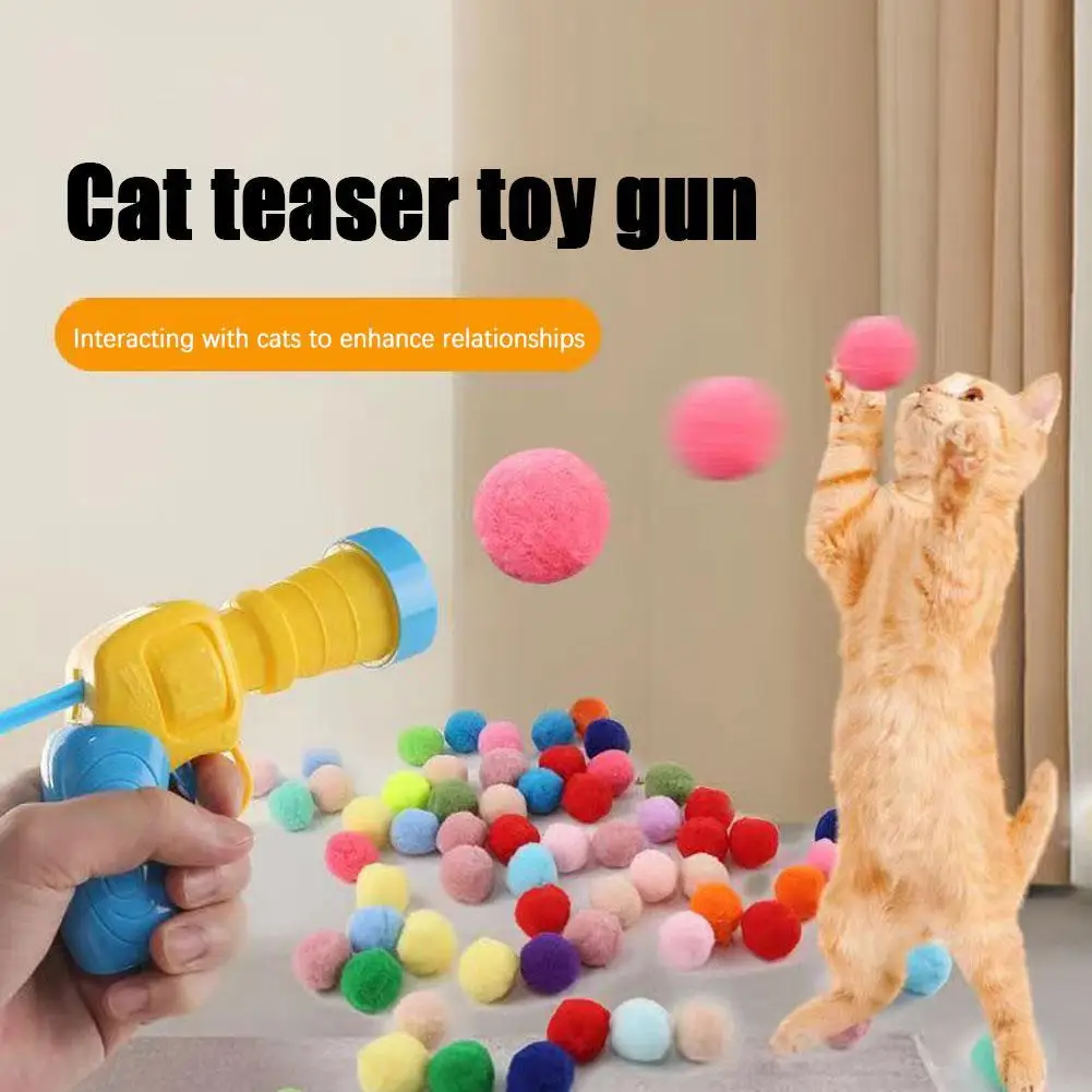 Cat Toys Interactive Launch Training Toy For Pet Kitten Creative Mini Shooting Gun Games Stretch Plush Ball Toys Pet Supplies 1