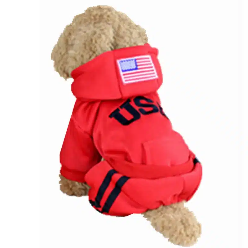 USA Winter Dog Clothes Fashion Pet Dog Coats Jumpsuit 100% Cotton Jacket Hoodies Sport Clothing For Small Dogs Apparel 25S2Q 1