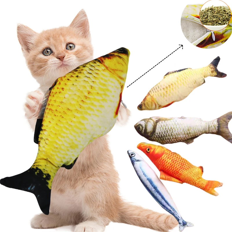 20/30/40 Creative Cat Toy 3d Fish Simulation Soft Plush Anti-Bite Catnip Interaction Chewing Fake Cat Fish Toy Pet Accessories 1