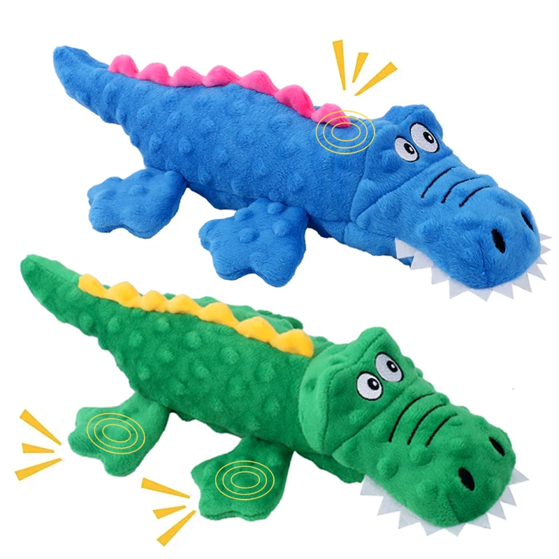 Soft Plush Pet Dog Squeaky Chew Toys Stuffed Crocodile for Small Large Dogs Cat Cute Interactive Squeak Toy Durable 1