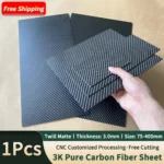 1Pcs Thickness 3mm 3K Twill Matte Carbon Fiber Board Size 75-400mm High Strength Pure Carbon Fiber Corrosion Resistant Material 1