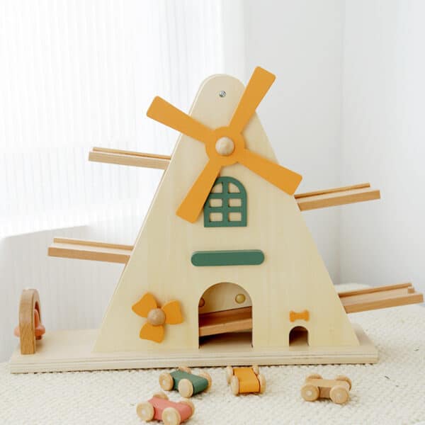 Baby Wooden Windmill Track Gliding Car Toy