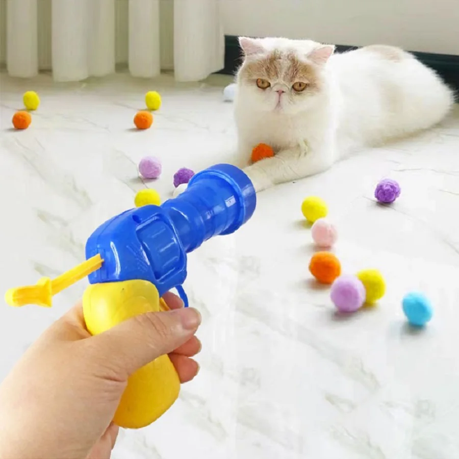 Cat Plush Ball Shooting Gun Relieving Depression Self Hi Silent Ball Cat Toy Plush Ball Micro Elastic Static Sticking Plush Ball 1