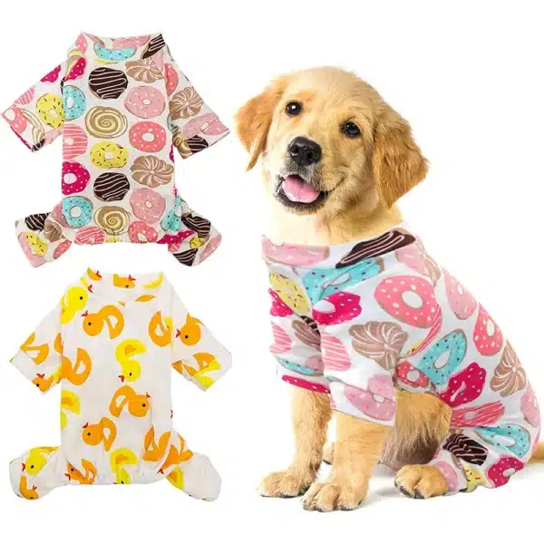 Pet Clothing Warm Cotton Dog Pajama Yellow Duck Soft Material Stretchable Dog Pajamas Onesie Pet Pjs Dogs Apparel for Small Dogs 1