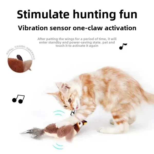 New Interactive Cat Toy Rechargeable Bird Cat Toy Chirp Flapping Bird (not Flying) Can Add Cat Paw Touch Activated Plush  Toys 2