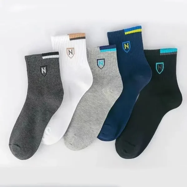 5/10/20 Pairs Men's Medium Length Socks Can Be Worn With Letter Pattern In All Seasons Sports And Fashion Socks 2