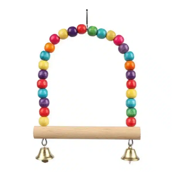 Pet Toy Bird Swing Toys Parrot Wooden Swing Stand Pet Supplies(S:12x15cm/ L:18*22cm) 4