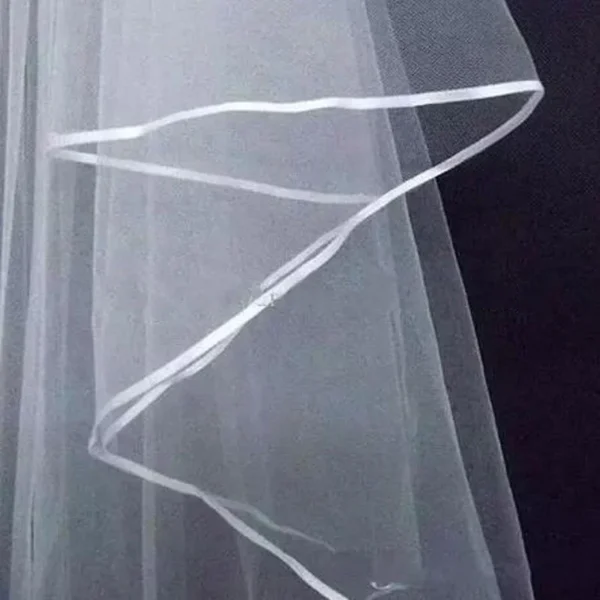 Simple Ribbon Edge Soft Tulle Wedding Veils with Comb Marriage Wedding Accessories 2024 5