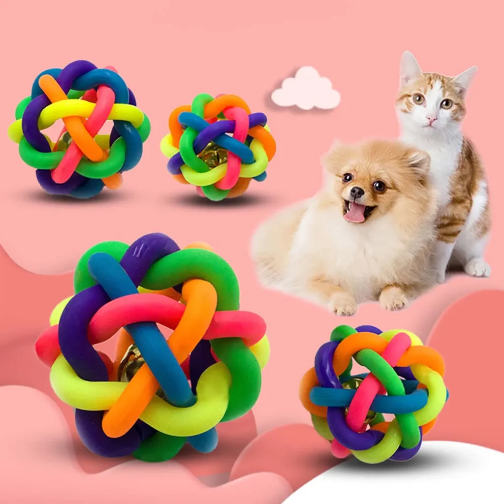 2 PCs PVC Material Colorful Bell Toy Ball Pet Cat Dog Interactive Toy 1