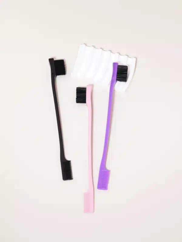 3pcs hair comb eyebrow brush comb double-sided edge control bursh back brush comb, hair styling tool Special for real hair wigs 5