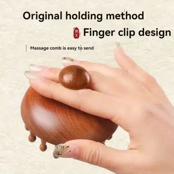 Sandalwood Massage Comb Finger Ring Comb Head Meridian Comb Can Be Scraped Through The Breast Anti-Static Wooden Brush 4