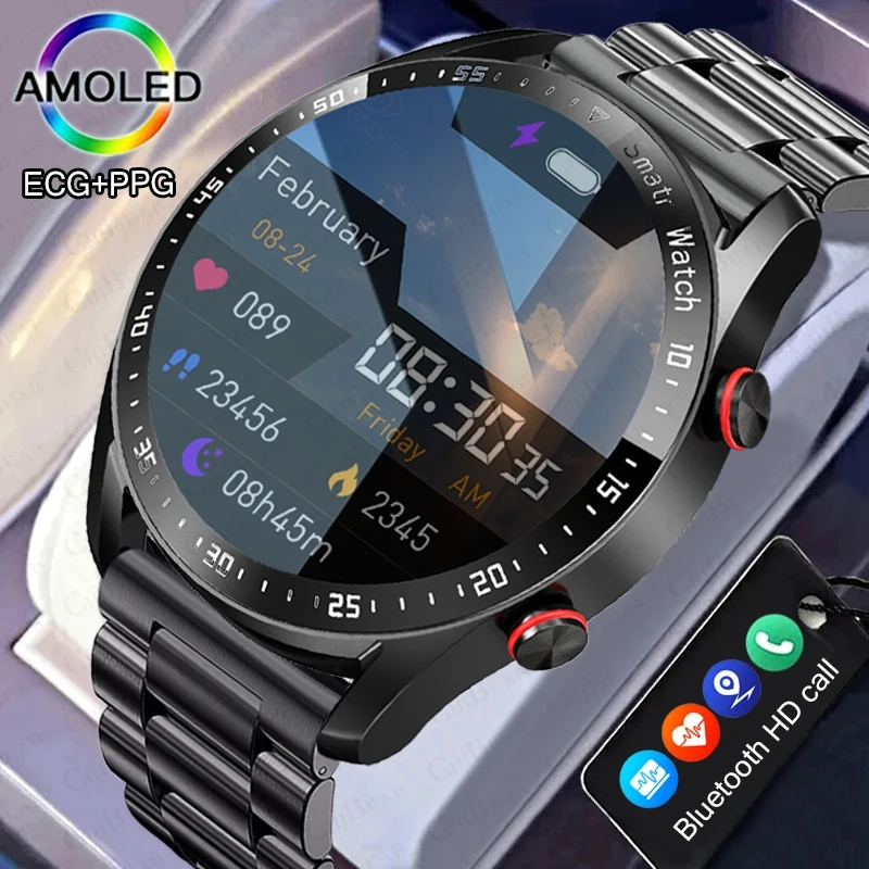 2024 New Bluetooth Call Smart Watch Men 360*360 HD Display Heart Rate Fitness Tracker ECG+PPG Business Smartwatches For Huawei 1