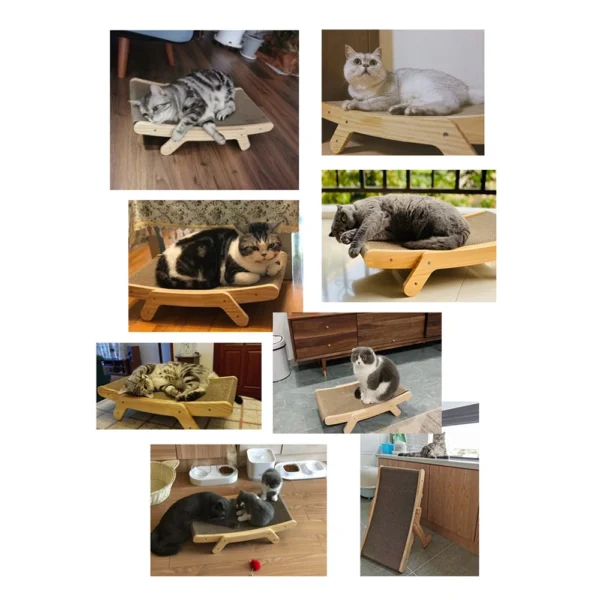 Cat Scratcher Board Wooden Frame Medium Cat Scratching Bed 3 In 1 Scratching Post Anti-Scratch Toys Claw Couch Scraper For Cats 6