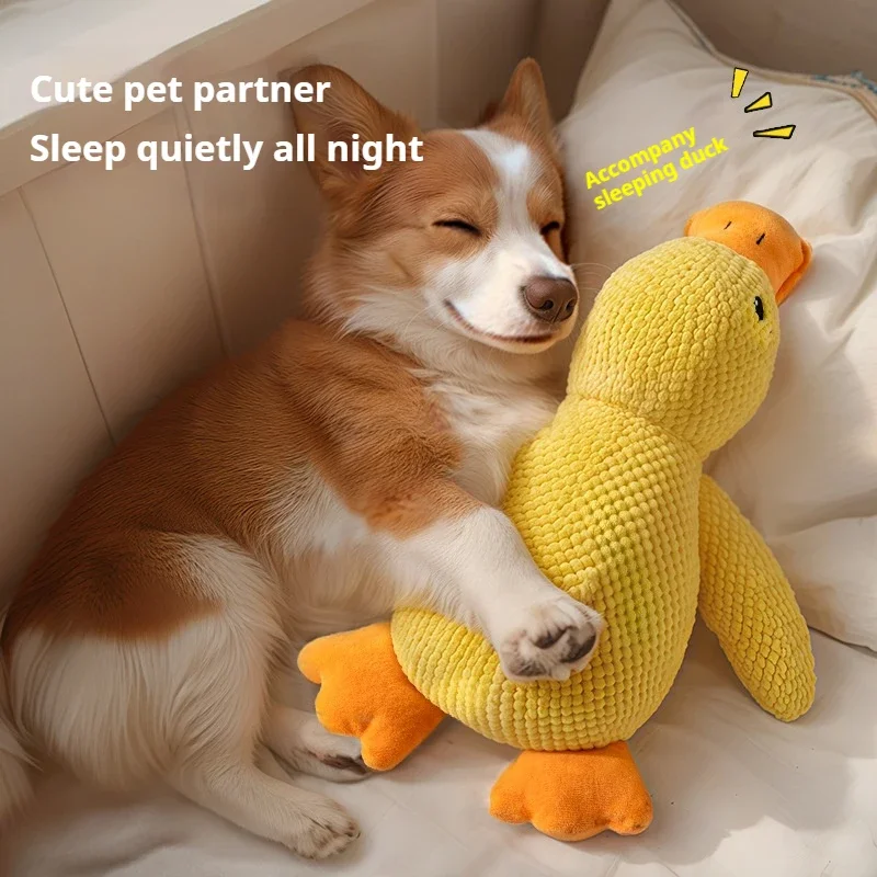 Dog toy plush companion sleeping duck bite resistant teeth grinding sound relief duck sound toy 1